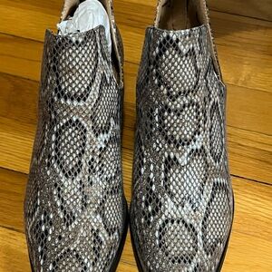 New Directions Snakeskin Ankle Booties - Brown